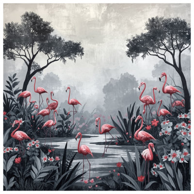 Édredon rose flamants roses dans la jungle