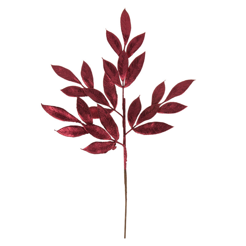 22" Glitter BayLeaf Artificial Christmas Spray, Burgundy, 22" H x 8" W x 0.5" D