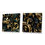 Or et bleu luxueux damassé symphonie IV - ensemble de collage abstrait botanique carré de 2-101859576-101859577