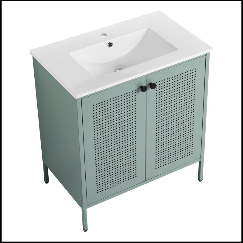 Meuble-lavabo simple avec plateau Swanette 30,00, Vert menthe