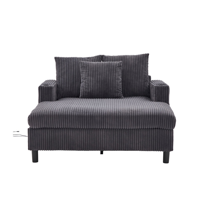 Chaise longue rembourrée 50 po, Gris