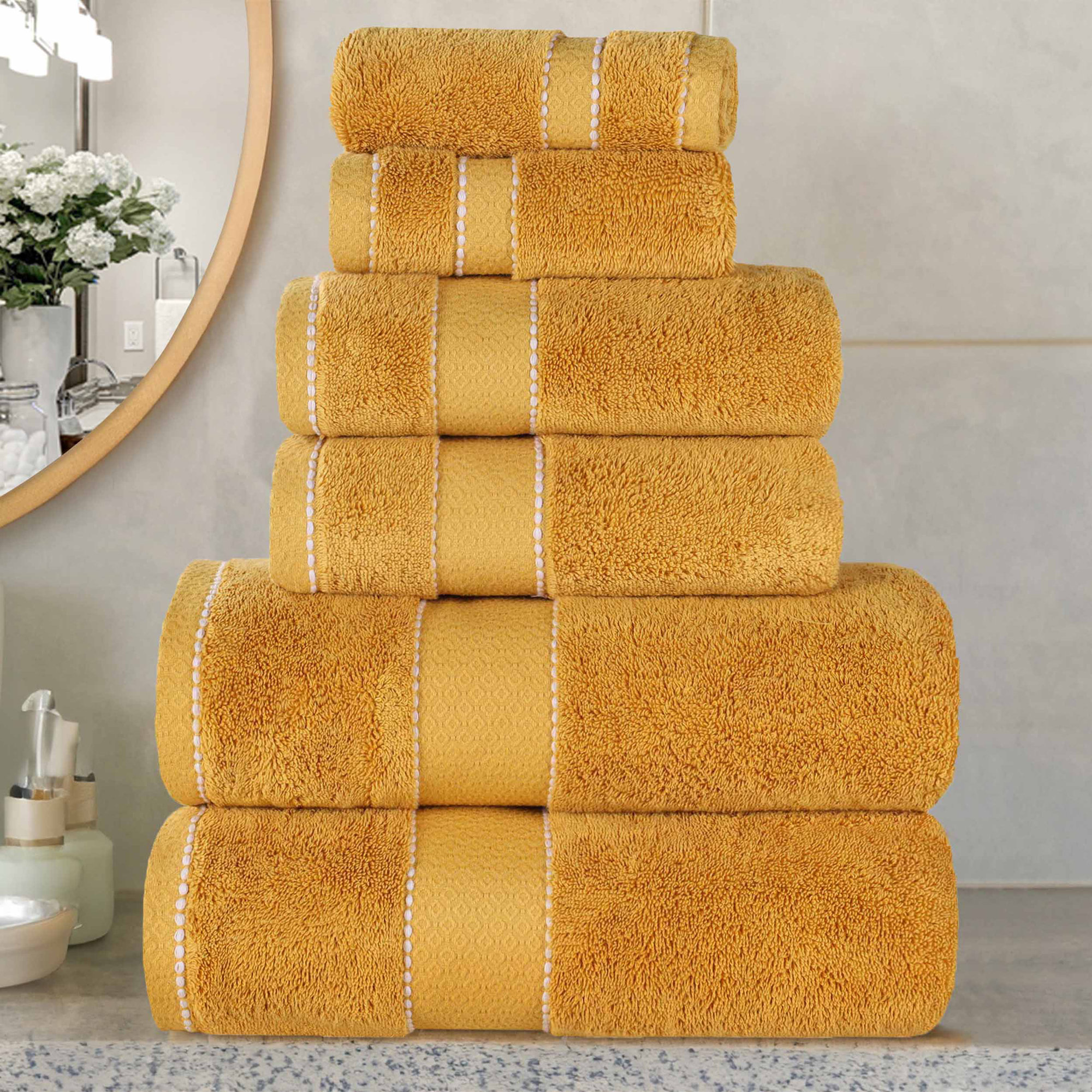 Niles 6 Piece Egyptian Giza Cotton Towel Set, Gold