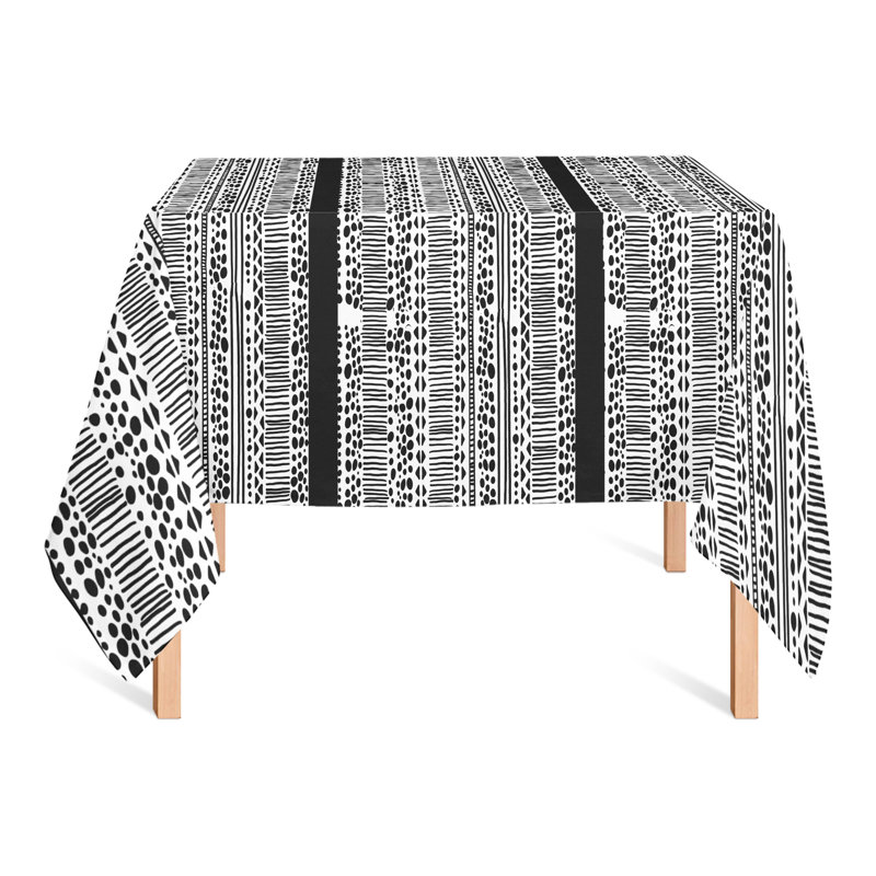 Dufault Striped Square Tablecloth, Black