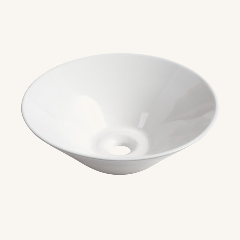 Ceramic Round Above Counter White Bathroom Sink Art Basin