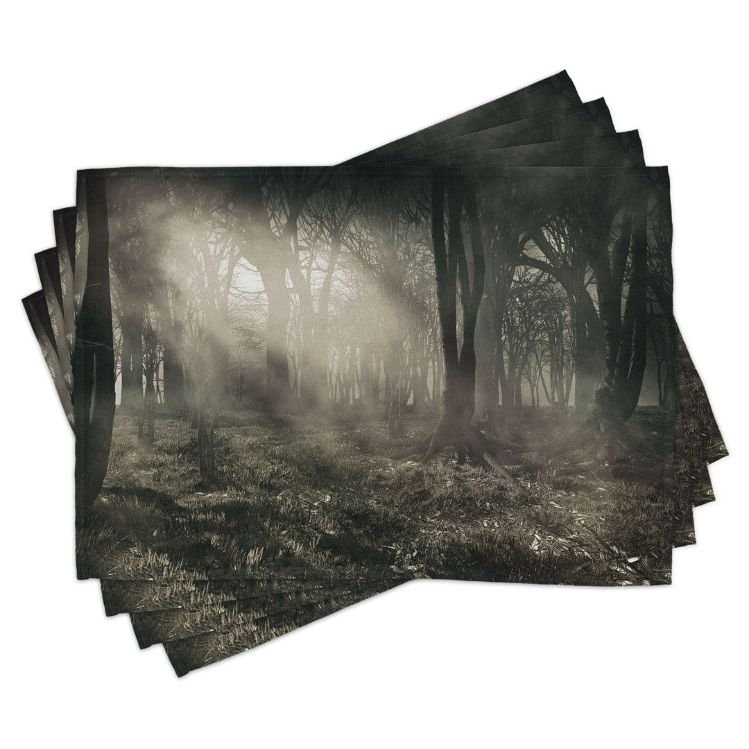 Platzdeckchen 4er-Set, Nostalgic Dark Forest, Braun