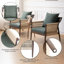 Fauteuil d'appoint moderne rembourré avec tissage en corde de papier, tissu de lin vert-1245408716