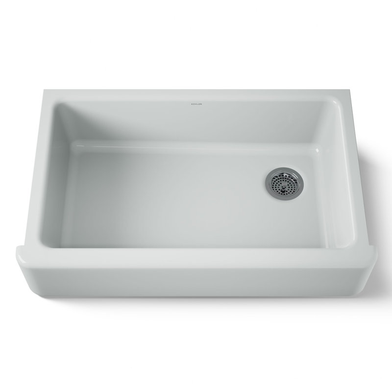 Whitehaven Self-Trimming 36" L x 22" W Farmhouse Kitchen Sink, Ice Grey