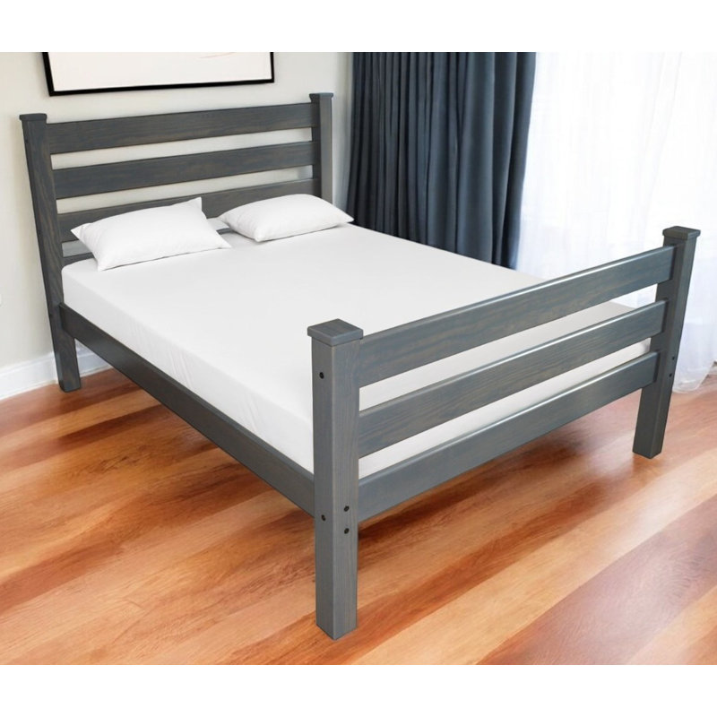 Gray Solid Wood Twin Bed Frame