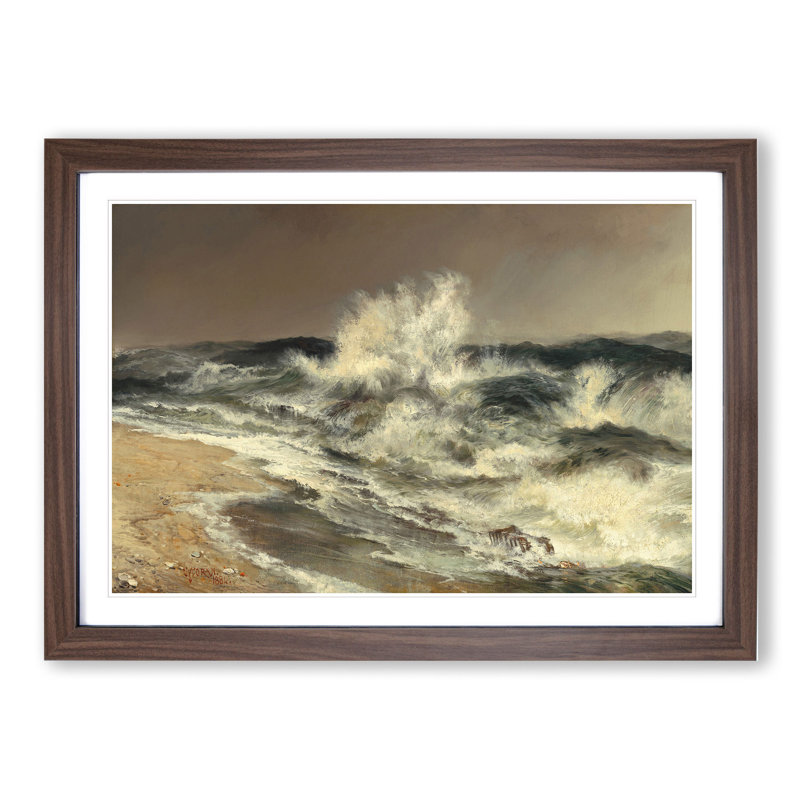 The Much Resounding Sea by Thomas Moran - Picture Frame Painting, 27cm H x 36cm W x 2cm D, Walnut Framed