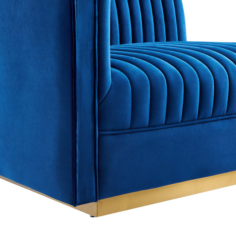 Causeuse modulaire en velours Sanguine Channel, Velours bleu marine