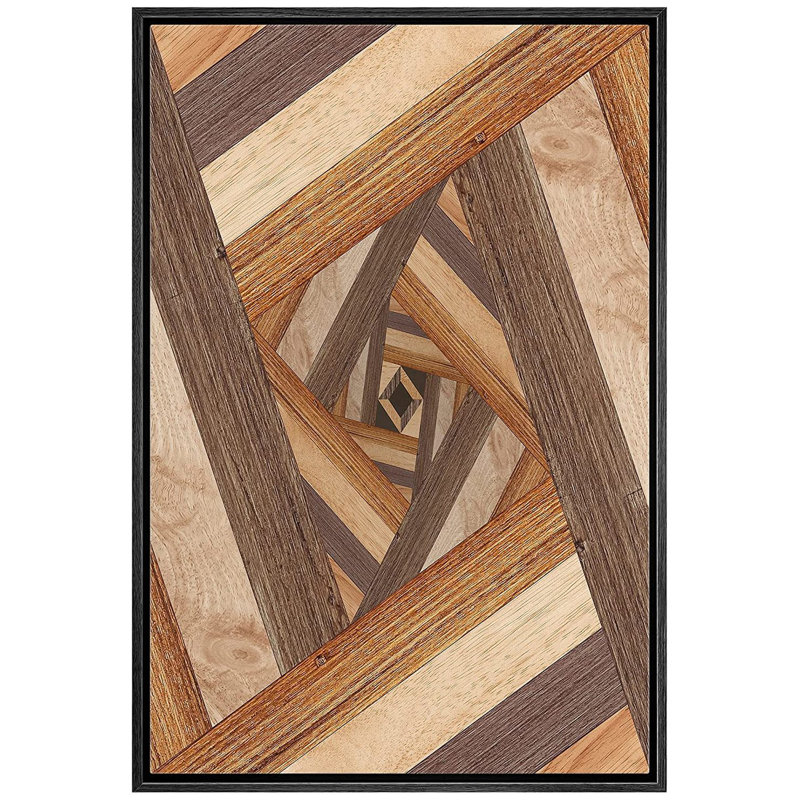 Motif d'illusion géométrique brun torsadé - reproduction sur toile, Noir, L 16 po x H 24 po