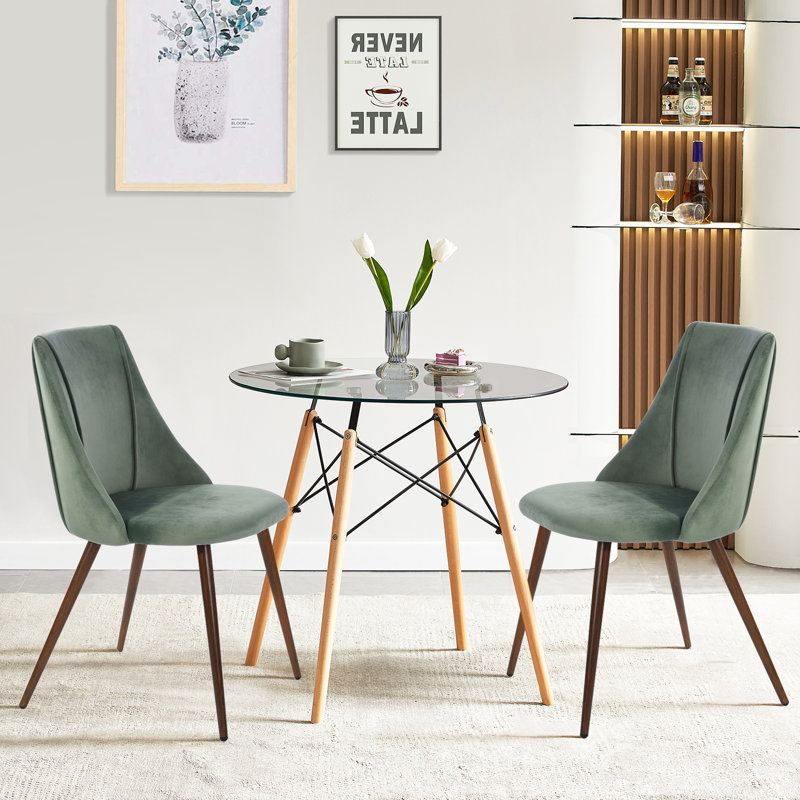Ensemble repas pour 2 personnes Esbeidi, Vert / noyer