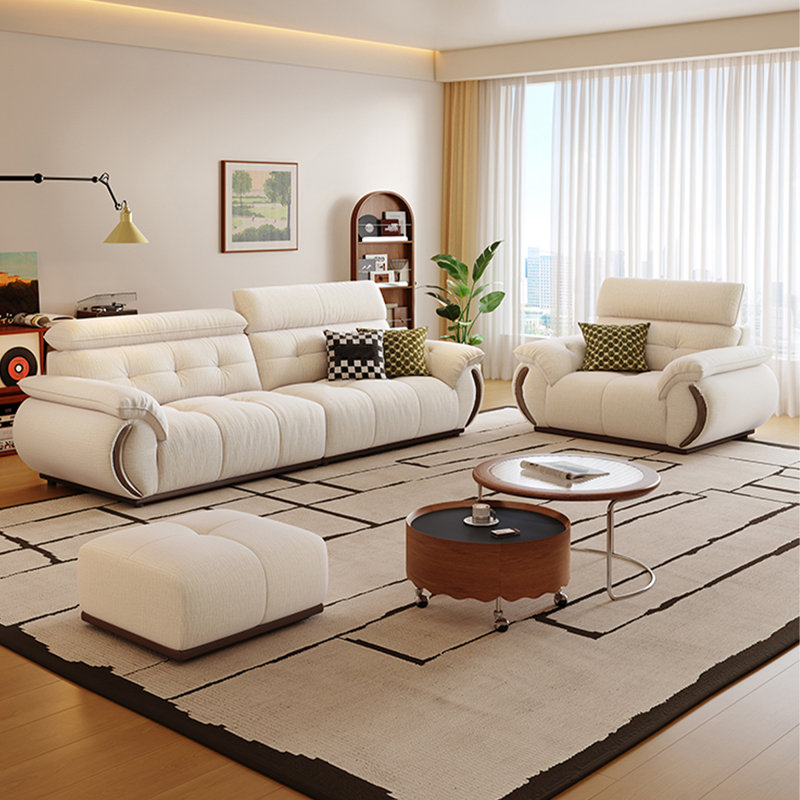 Ensemble de salon en chenille beige 3 pièces