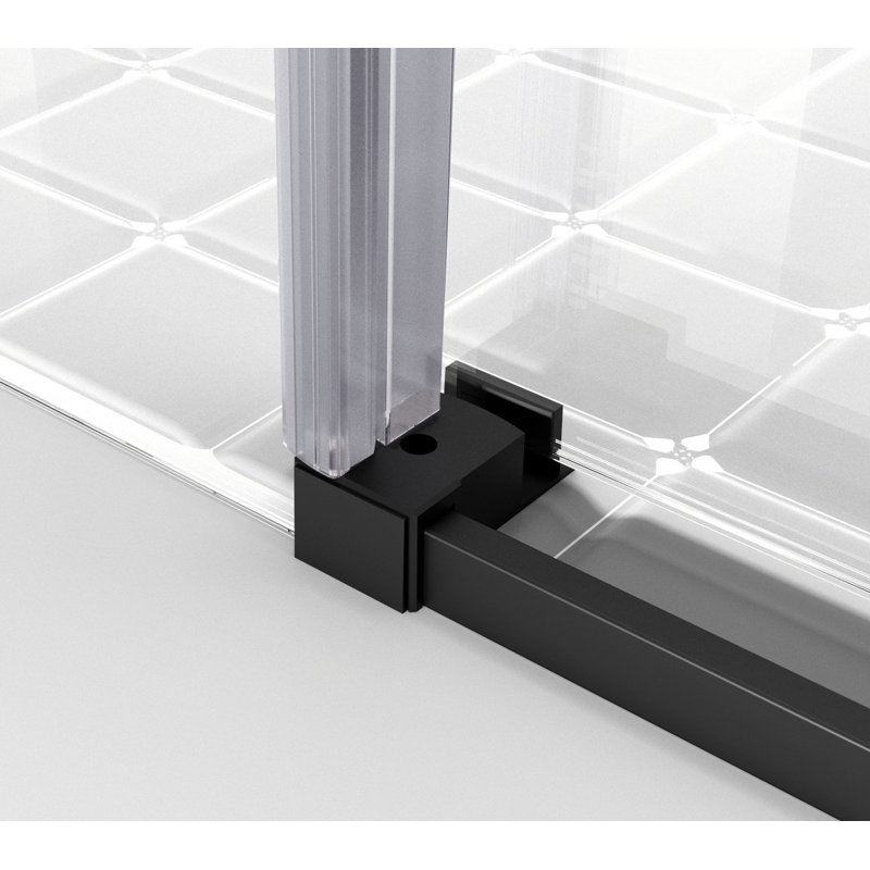 - W x 76'' H Single Added Door Frameless Shower Door with, Black
