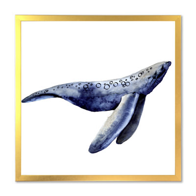 Baleine bleue sur fond blanc - peinture sur toile