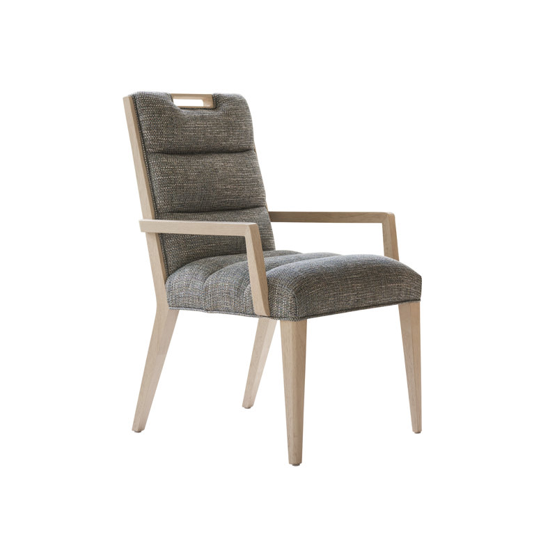 Sunset Key Aiden Upholstered Back Arm Chair, Green/Gray/Brown Polyester
