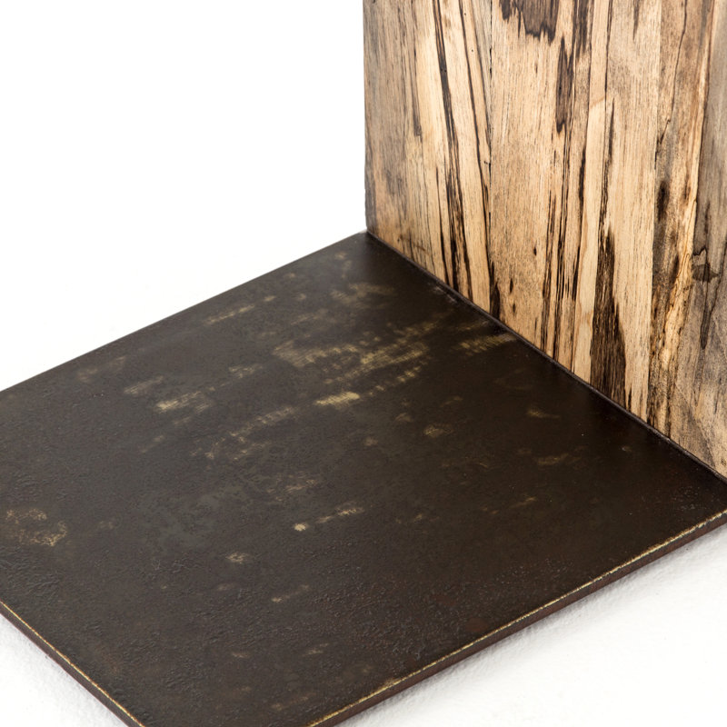 Hudson Solid Wood End Table, Gold Brush