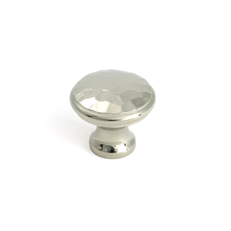 Hammered Round Knob, Polished Nickel, 1.18" Knob Diameter