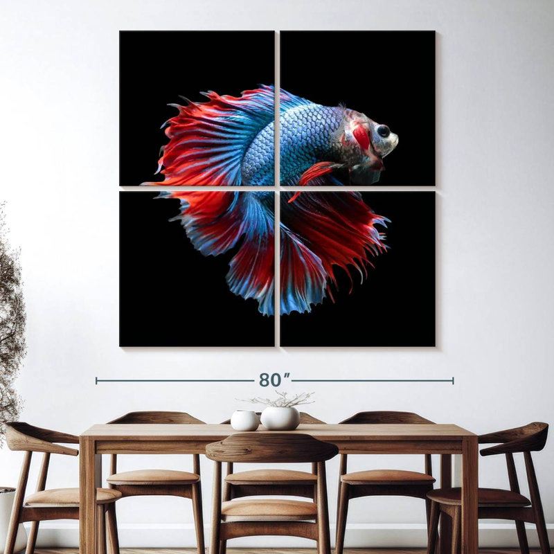Brampt Blue And Red Betta Fish, 74" H x 74" W
