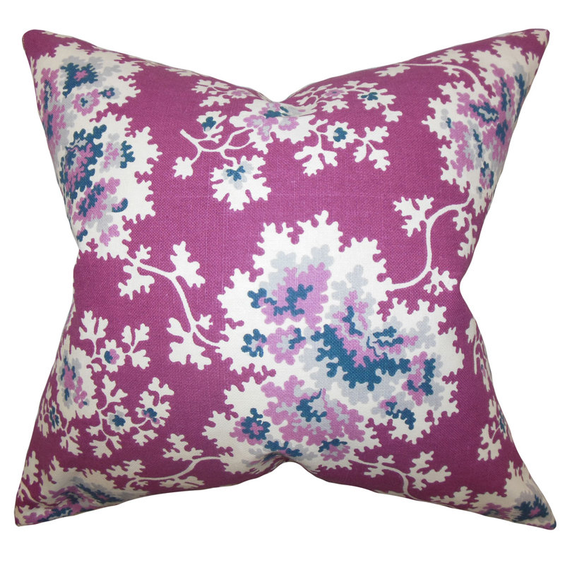 Danique Floral Throw Pillow, Purple, 22" x 22"