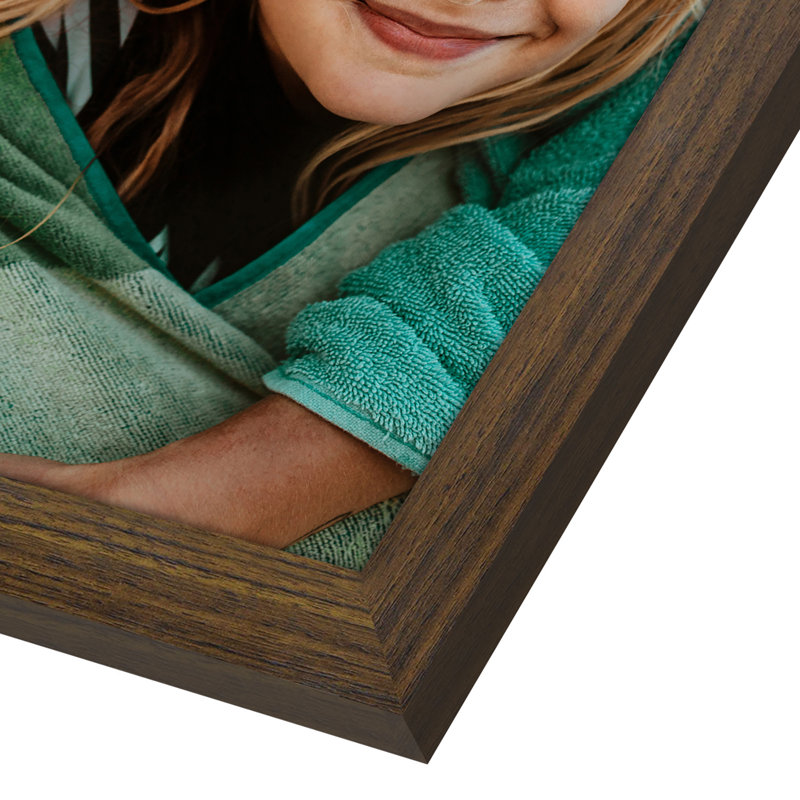 Cadre à charnières pour bureau trois photos - Bois composite et verre incassable, Noyer, 5 po x 7 po