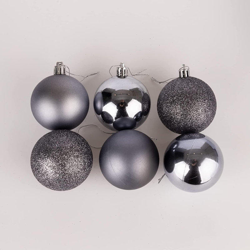 Polyvinyl Chloride (PVC) Ball Ornament, 10cm H x 10cm W x 10cm D, Grey