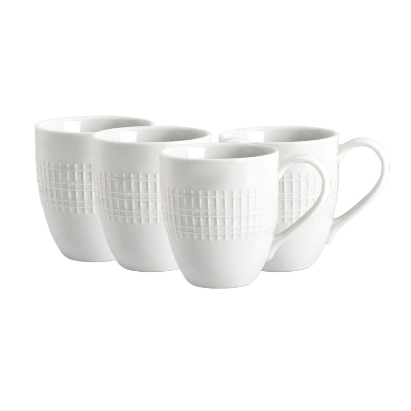 Fitz And Floyd Everyday White Dillan Mug, Set Of 4