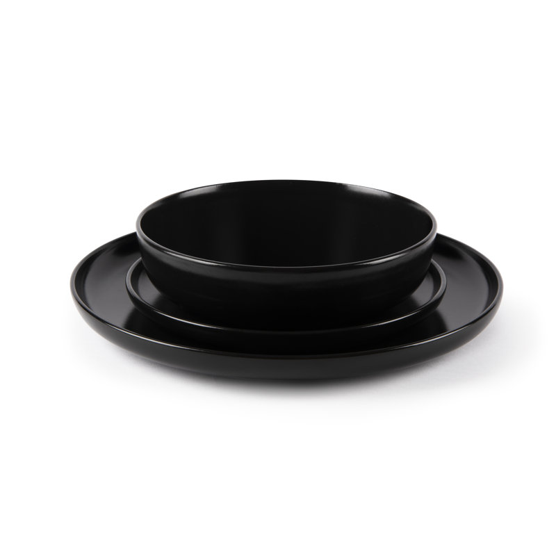 Nordic Piece Ceramic Dinnerware Set - Service for 4, Black