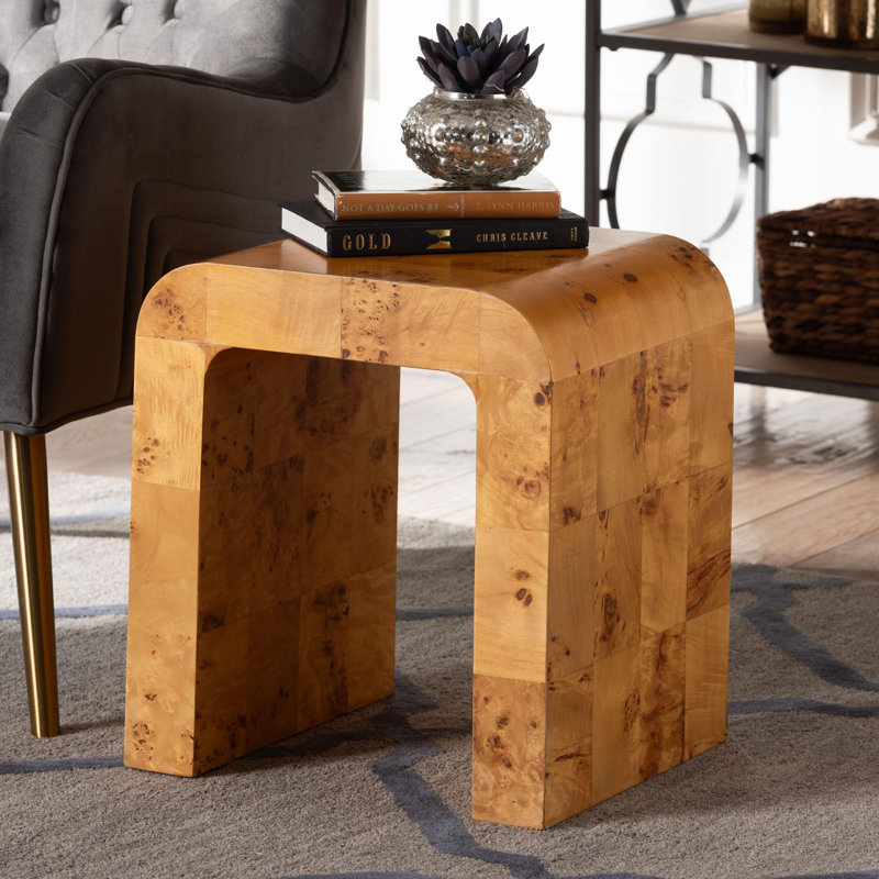 Cain Bali & Pari Revelle Modern And Contemporary Natural Light Mappa Burl Wood End Table