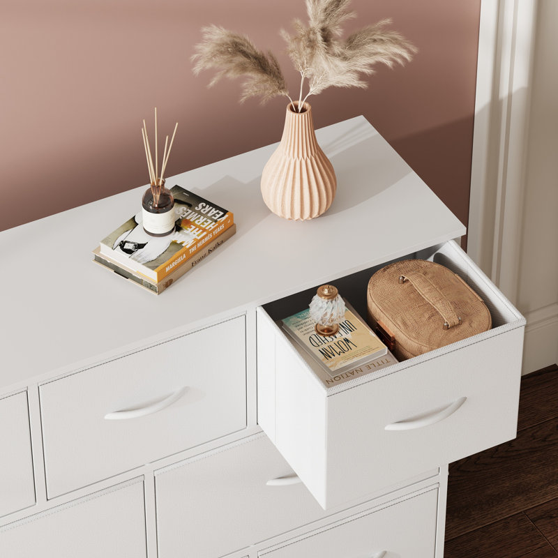  Chaseburg 8-Drawer Dresser for Bedroom, White Dresser with Large Storage Drawer Units for Entryway, Chest of Drawers with Sturdy Frame for Living Room