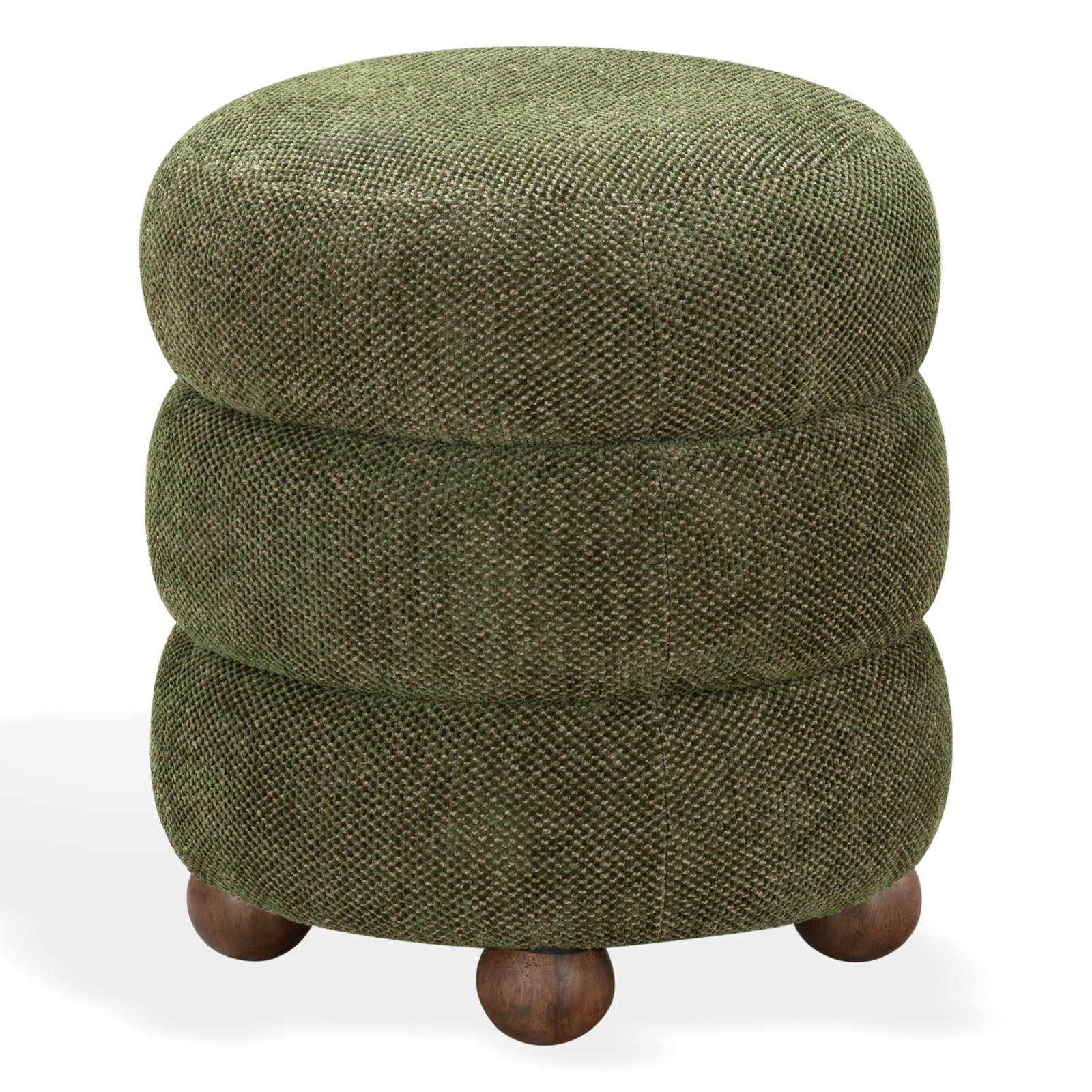 Vincente 17" Ottoman, Walnut, Dark Green Chenille