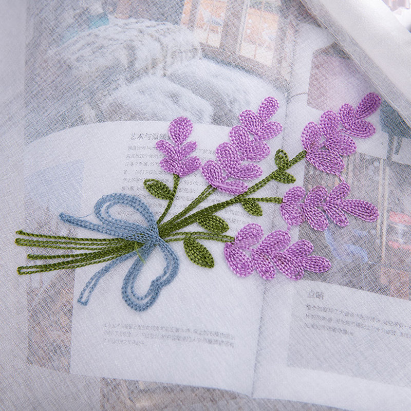 Rideau court brodé pour armoire de cuisine (violet)