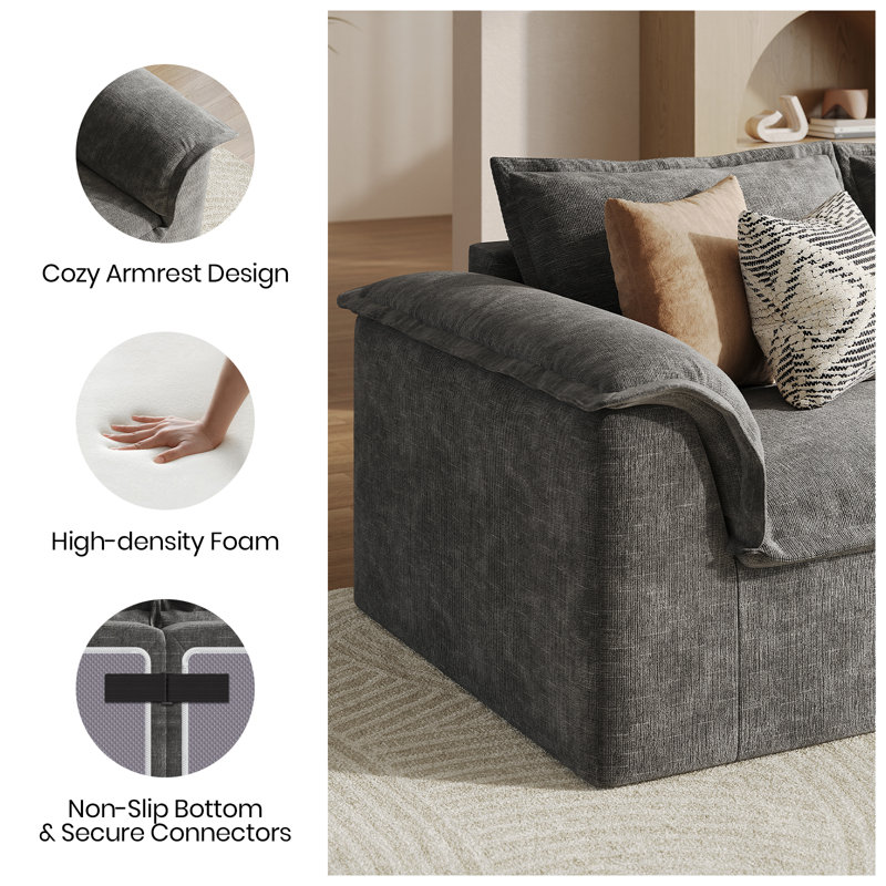 110" Oversized Sofa with Extra Deep Seat, Corduroy Upholstered Floor Couch for Apartment, Living Room, Office, No Assembly Required