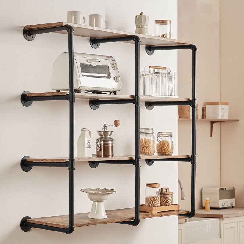 4 Piece Square Steel Floating Shelf