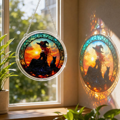 Décoration d'Halloween - Pendentif circulaire en acrylique attirant la lumière