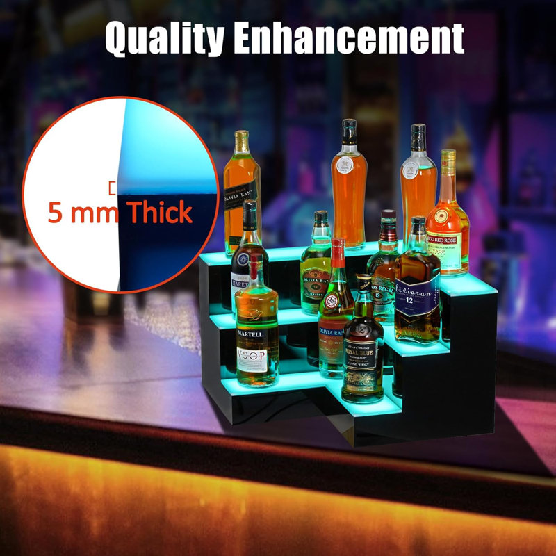 LED Liquor Bottle Display Shelf, Bottle Display Shelf Bar Shelves with Remote & App Control, 16 Colours, 4 Music Modes