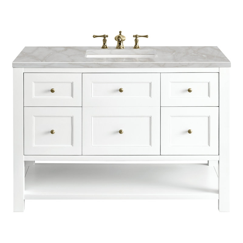 Breckenridge 48'' W Single Vanity, Bright White, Victorian Silver, 8" Widespread