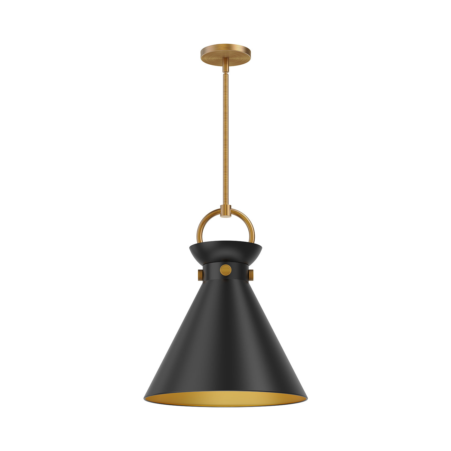 Tiney Single Light Pendant, 17" H x 14" W x 14" D, Black