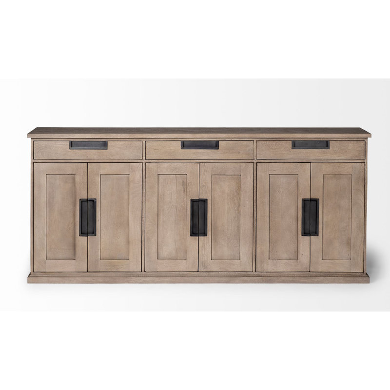 Buffet en bois de manguier à 3 tiroirs de 81,5 po de largeur Alex