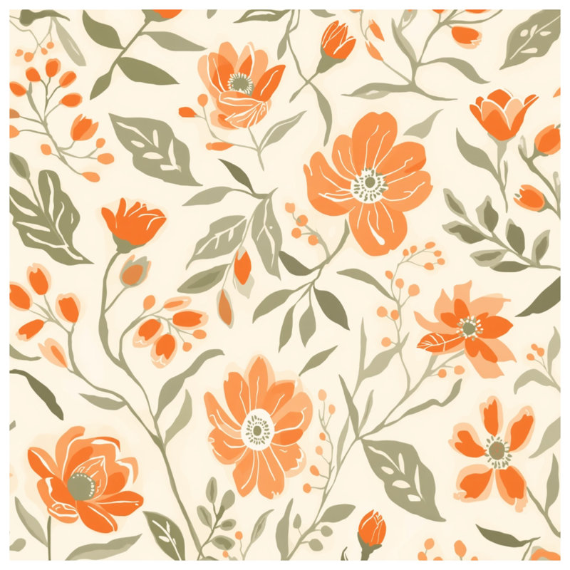 Housses de couette à motif floral orange, Queen