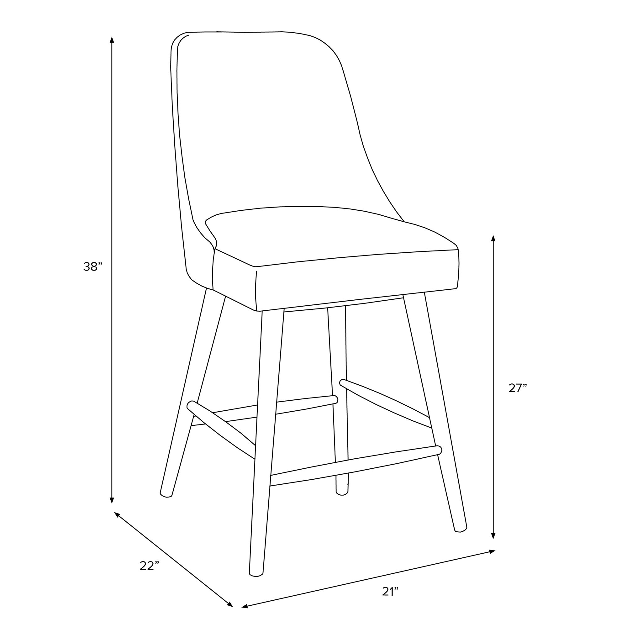 Gallie Stool, Espresso, Counter Stool (27” Seat Height), Milsap Navy Sustain Tweed