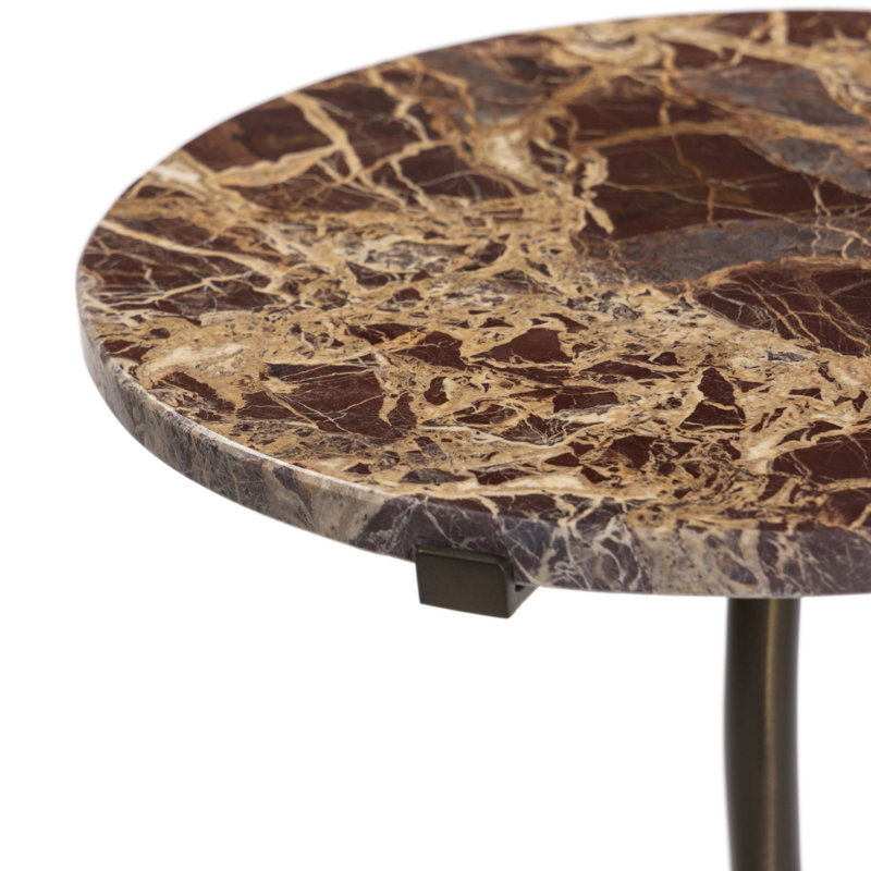 SOPHIE Marble End Table, Brown Top/Brown Base
