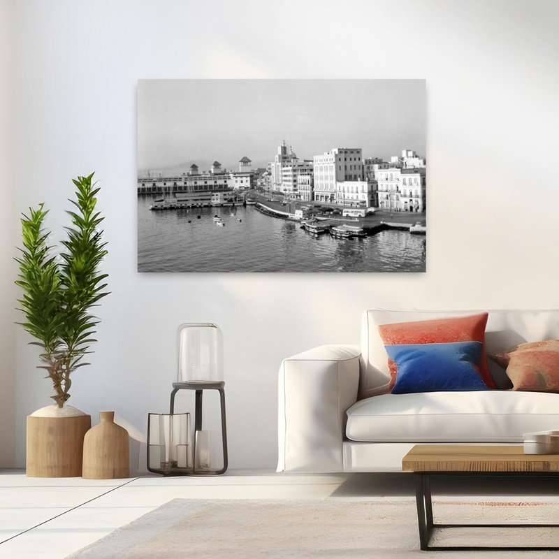 «1950S Harbor Waterfront Havana Cuba», art rétro rétro tropical classique, H 32 po x l 48 po