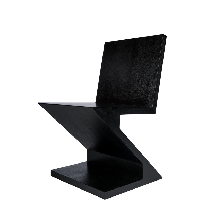 Johnston Zig Zag Wooden Accent Chair in Sculptural Mid-Century Design – Iconic Wood Statement Piece, Black