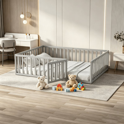 Lit sur pied Montessori avec rails et porte