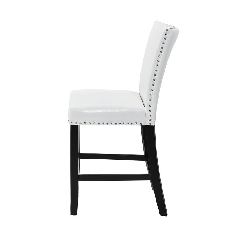 Chaises de salle à manger contemporaines à hauteur de comptoir, 2 pièces, revêtues de blanc, avec revêtement en polyuréthane