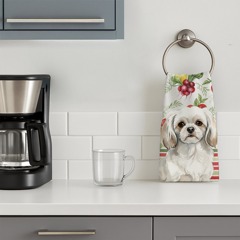 Serviette de cuisine épagneul blanc tibétain blanc, White Tibetan Spaniel