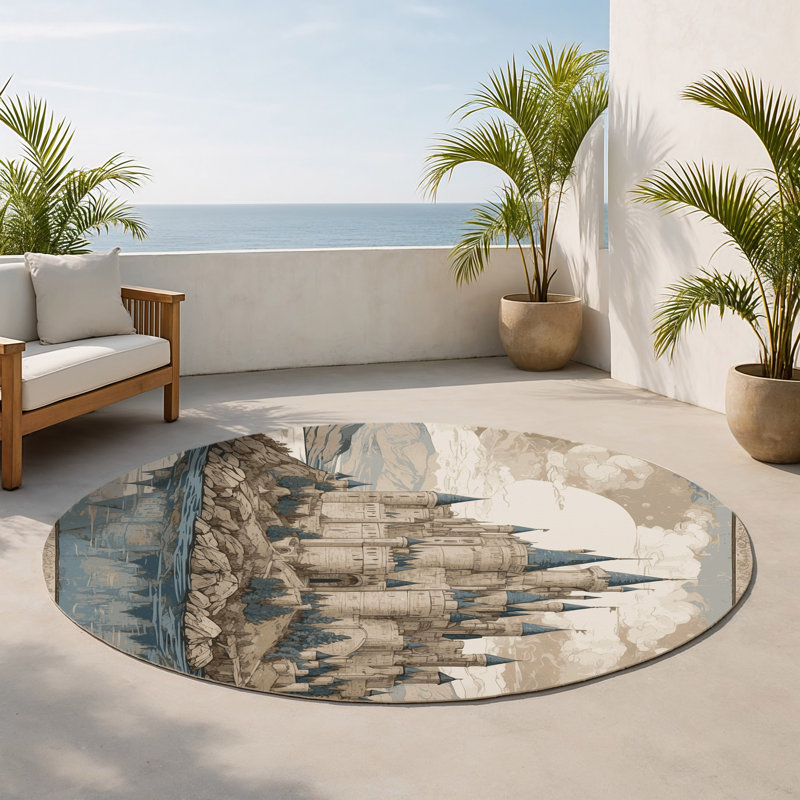 Tapis intérieur et extérieur Stonehaven Castle, Rond 5 pi