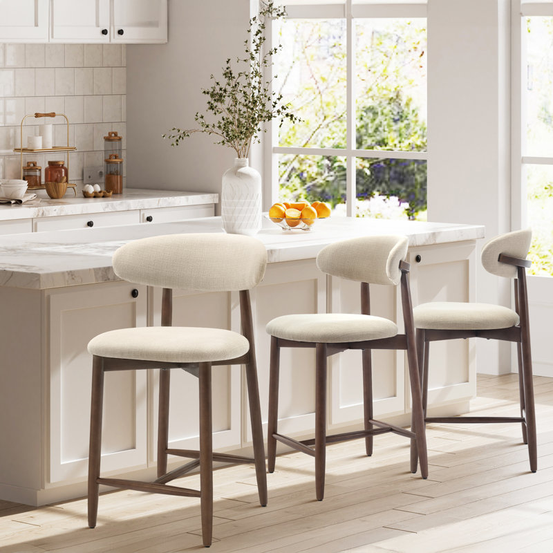 Upholstered 25'' Counter Stool with Solid Wood Frame