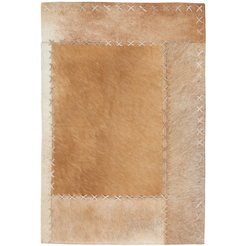 Northwest Cowhide Patchwork Area Rug in Brown/Beige, Rectangle 10' x 14'